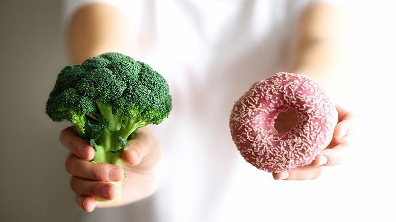 broccoli and donut