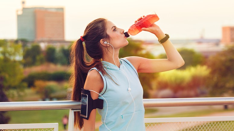 woman drinking water